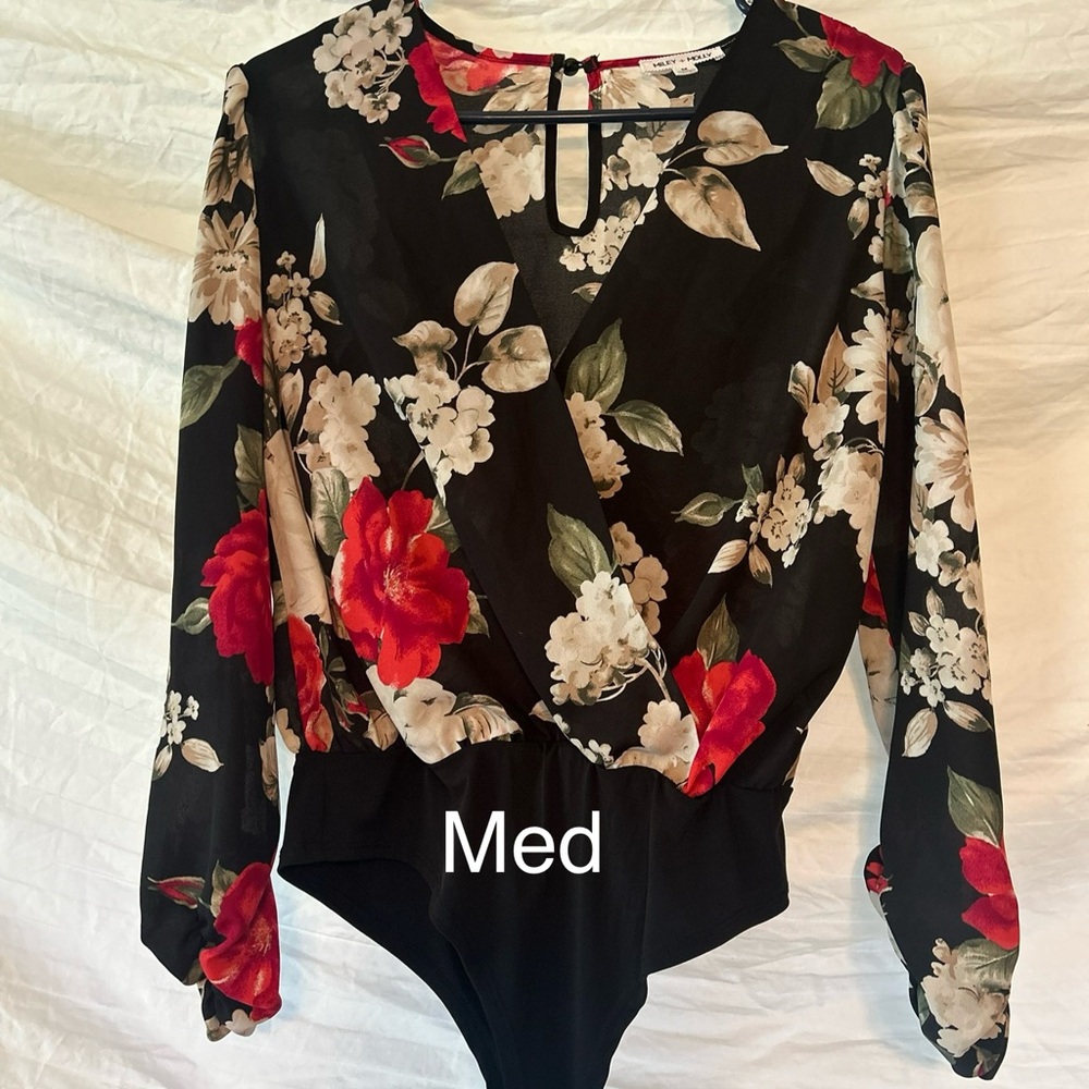 Floral Black and Red Women's Top